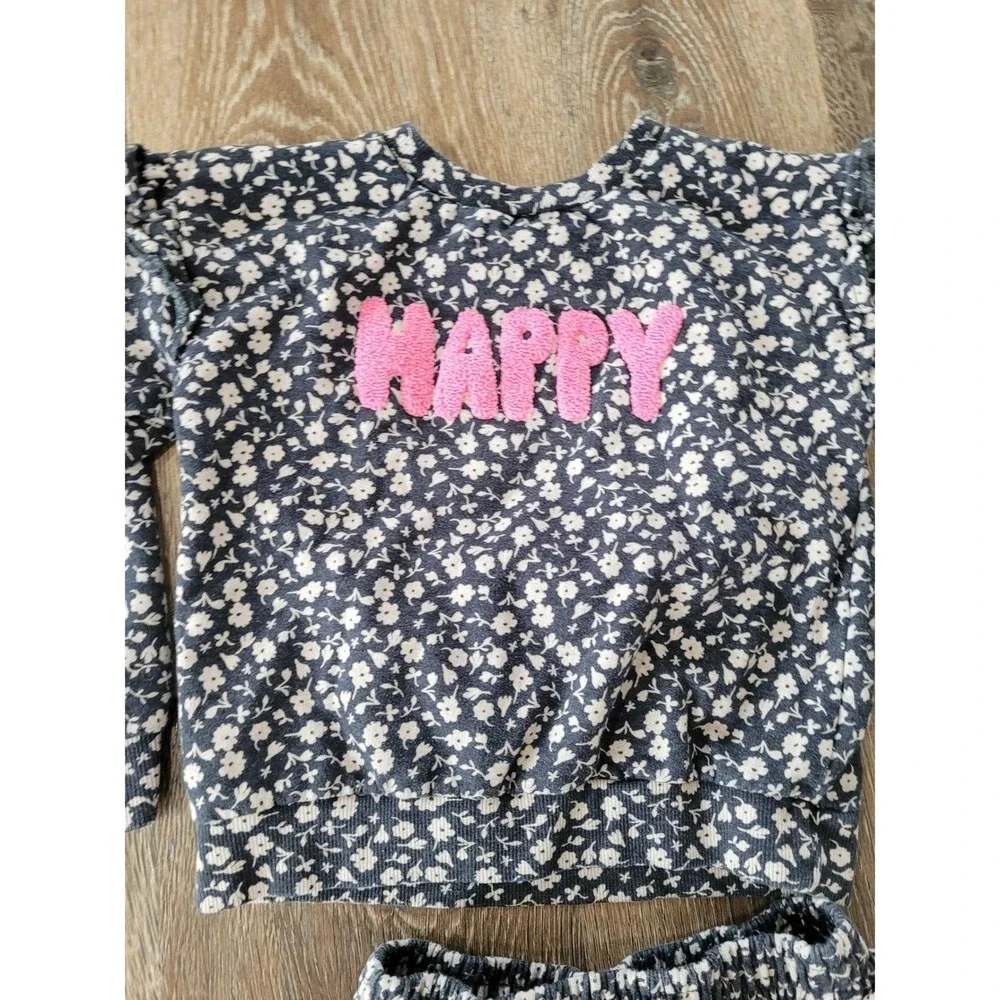 Jessica Simpson Girls 6X‎ Floral Sweatshirt Jogger Set Gray Pink Happy #10